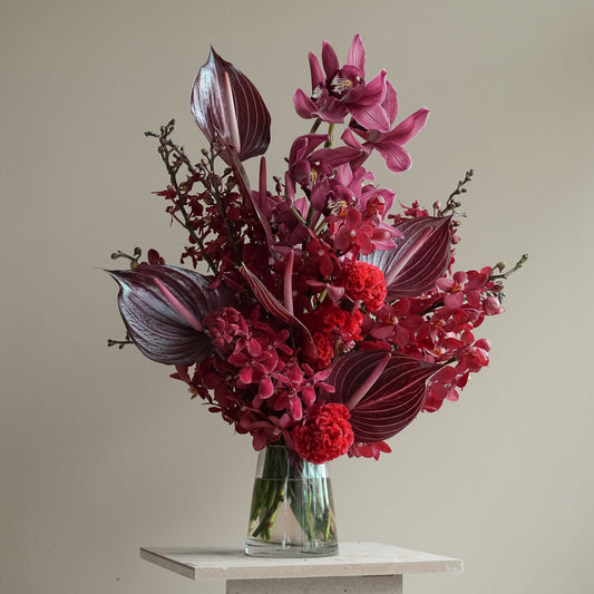 RED ORCHIDS VASE ARRANGEMENT