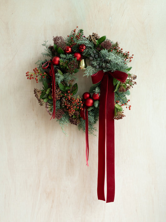 Red and Burgundy Floral Berries Wreath