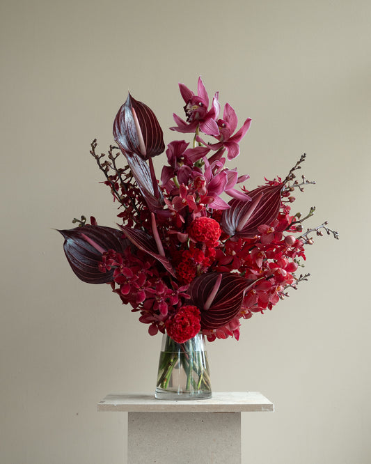 RED ORCHIDS VASE ARRANGEMENT
