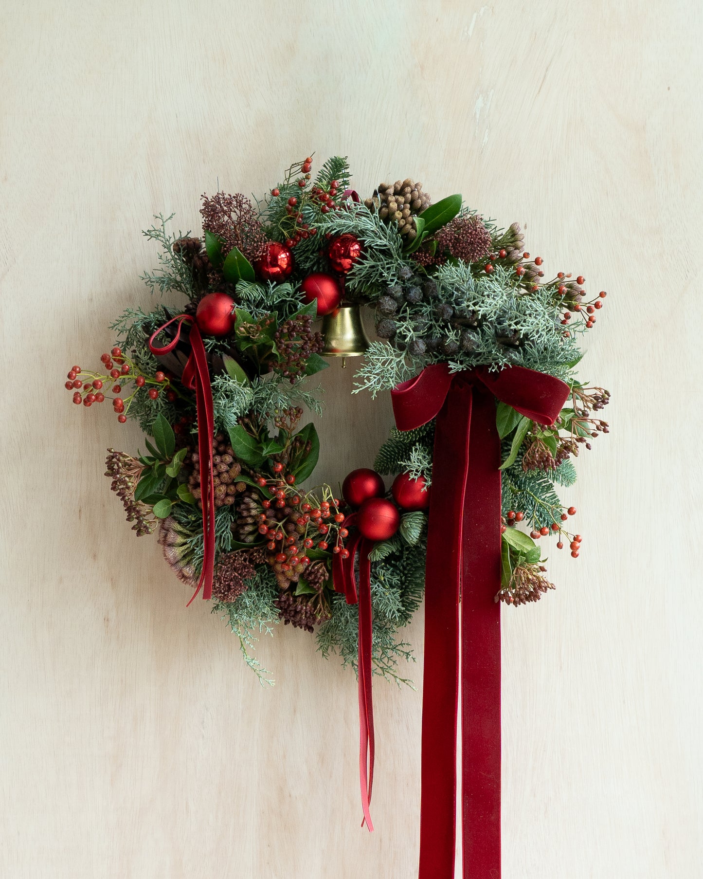 Red and Burgundy Floral Berries Wreath